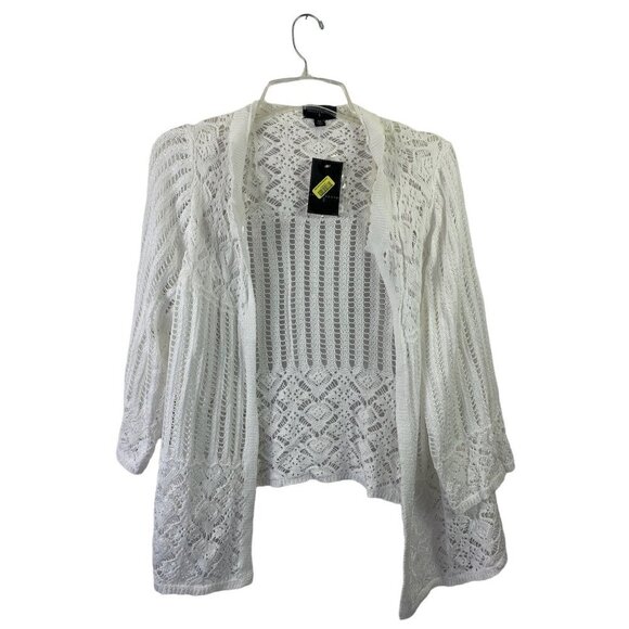 Investments II Sweaters - Investments II Women's White Knitted Cardigan
